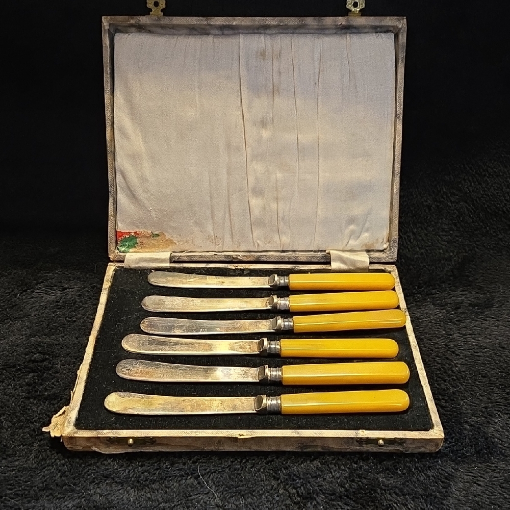 Vintage Flatware Set with Yellow Handles